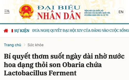 Ảnh chụp bài viết về Obaria trên Báo Đại biểu Nhân dân
